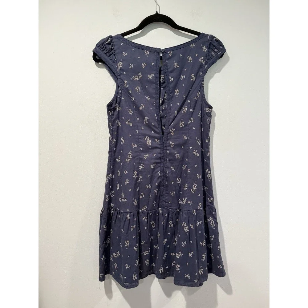 Free People x Revolve Beasley Mini Dress Womens XS Navy Floral Twee Coquette